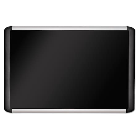 Mastervision Soft-touch Bulletin Board, 36" x 24", Black Surface, Black/Satin Aluminum Frame MVI030301